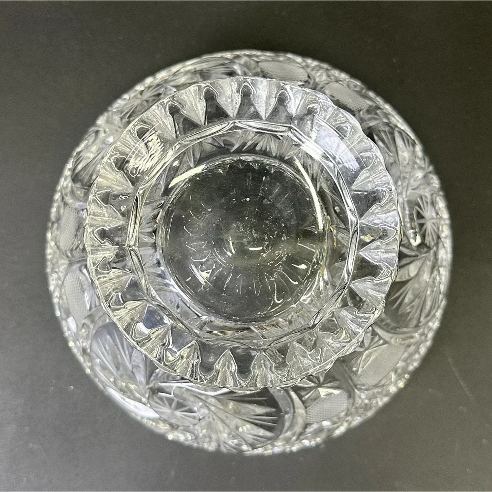 American Brilliant Period Pinwheel Cut Crystal Glass Bowl 6.25